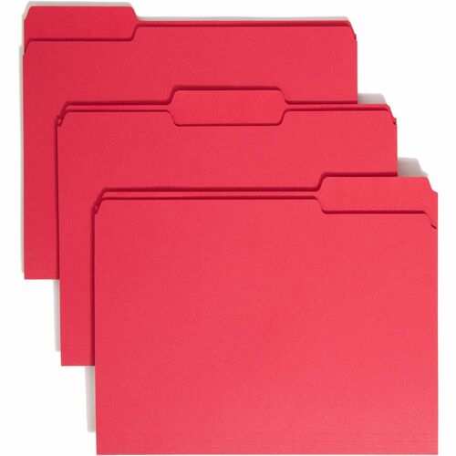 Smead  File Folder,1/3 AST 1-Ply Tab,Letter,100/BX,Red