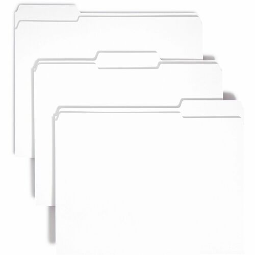 Smead  File Folder,1/3 AST 2-Ply Tab Cut,Letter,100/BX,White