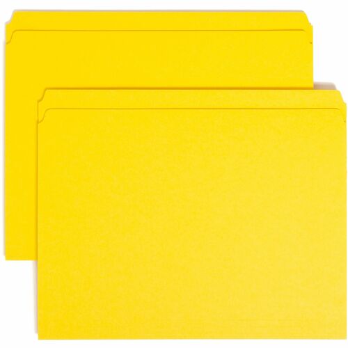 Smead  File Folder, Straight Tab Cut, Letter, 100/BX, Yellow
