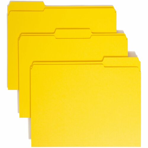Smead  File Folder,1/3 AST 2-Ply Tab Cut,Letter,100/BX,Yellow