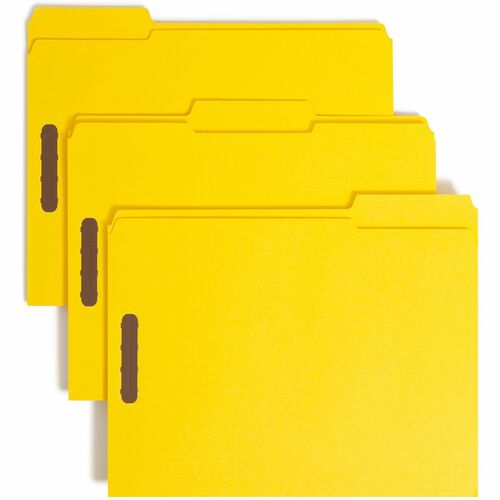 Smead  Folders, 2 Fasteners, 1/3 AST Tab Cut, Letter, 50/BX, Yellow