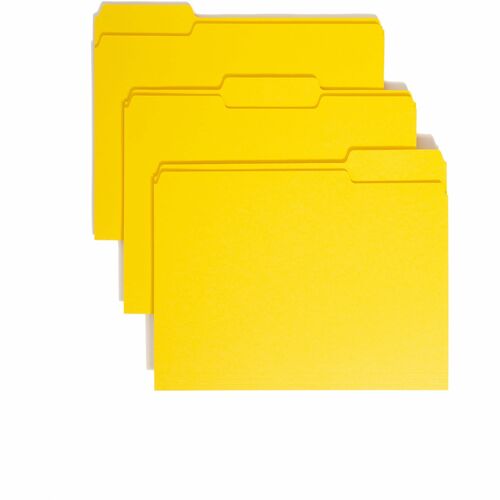 Smead  File Folder,1/3 AST 1-Ply Tab,Letter,100/BX,Yellow