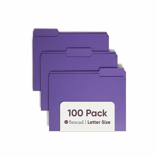 Smead  File Folder,1/3 AST 1-Ply Tab,Letter,100/BX,Purple