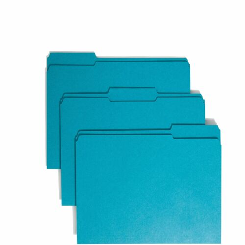 Smead  File Folder,1/3 AST 2-Ply Tab Cut,Letter,100/BX,Teal