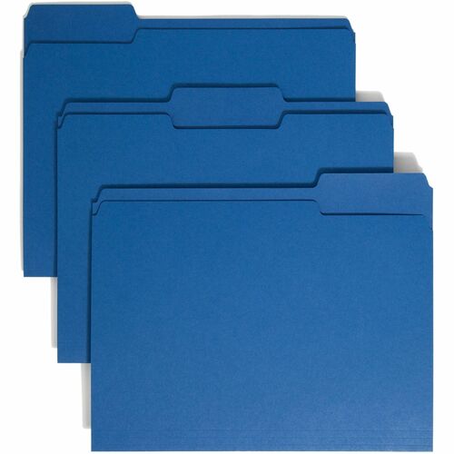 Smead  File Folder,1/3 AST 1-Ply Tab,Letter,100/BX,Navy