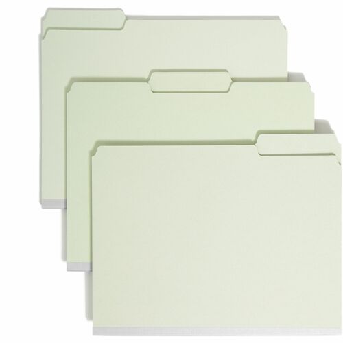 Smead  Pressboard Folders,1/3 Tab Cut,2" Exp,Ltr,25/BX,Gray Green