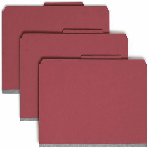 Smead  Classification Folders, 2 Dividers, Letter, 10/BX, Bright RD