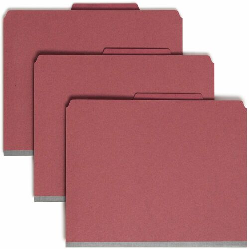 Smead  Folders W/Pocket Dividers, Letter, 2 Partitions, 10/BX, Red