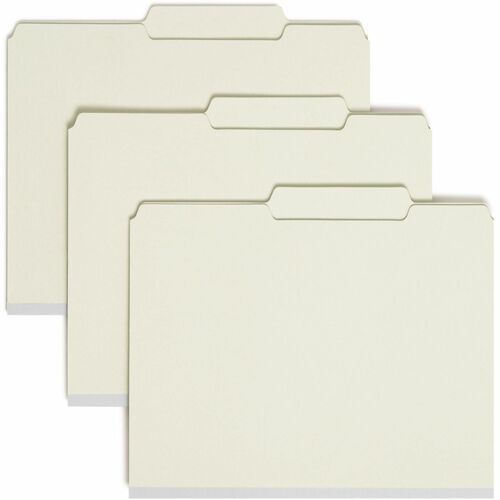 Smead  Pressboard Folders,w/Fasteners,1"Exp,Ltr,25/BX,Gray Green