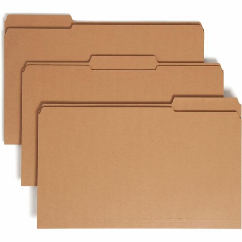 Smead  Folder, 11 Point, 2-Ply, 1/3 Ast Tab Cut, Lgl, 100/BX, Kraft
