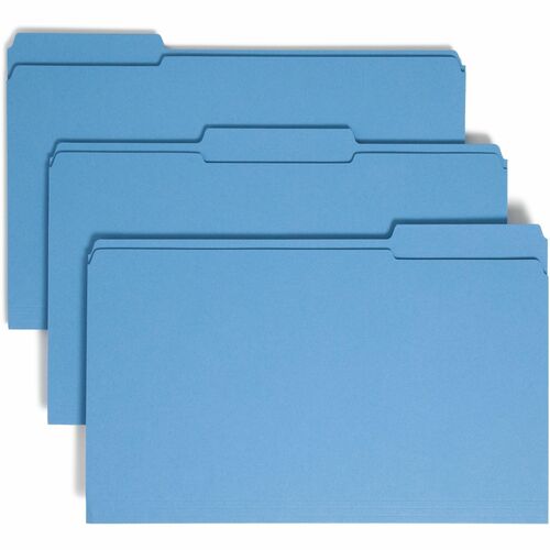 Smead  File Folder,1/3 AST 2-Ply Tab Cut,Legal,100/BX,Blue
