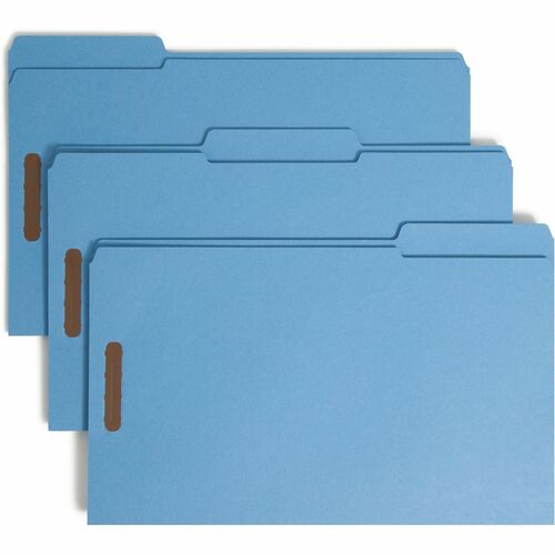 Smead  Folders, 2 Fasteners, 1/3 AST Tab Cut, Legal, 50/BX, Blue