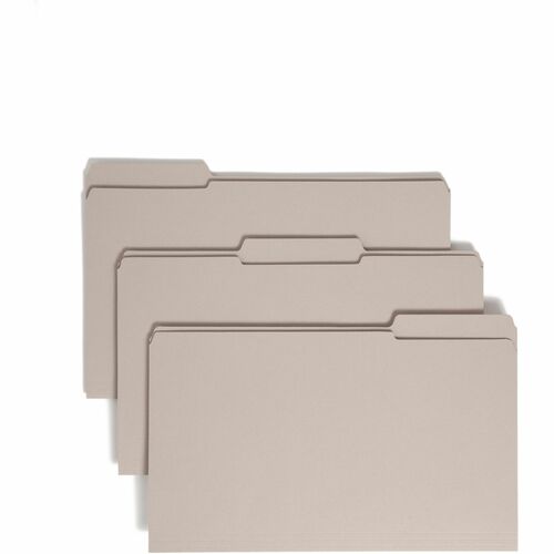 Smead  File Folder,1/3 AST 2-Ply Tab Cut,Legal,100/BX,Gray