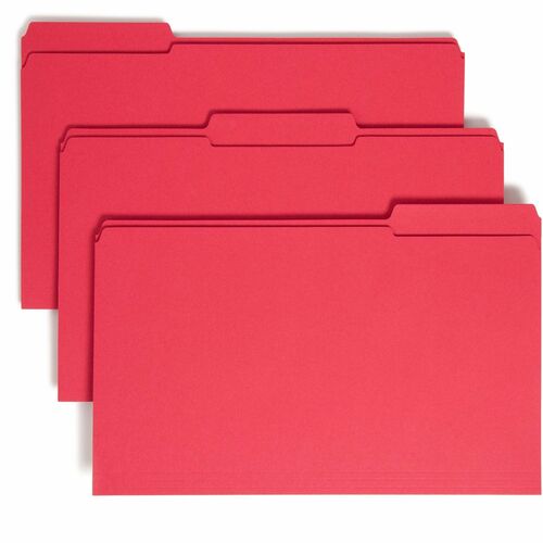 Smead  File Folder,1/3 AST 2-Ply Tab Cut,Legal,100/BX,Red