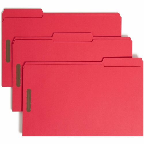 Smead  Folders, 2 Fasteners, 1/3 AST Tab Cut, Legal, 50/BX, Red