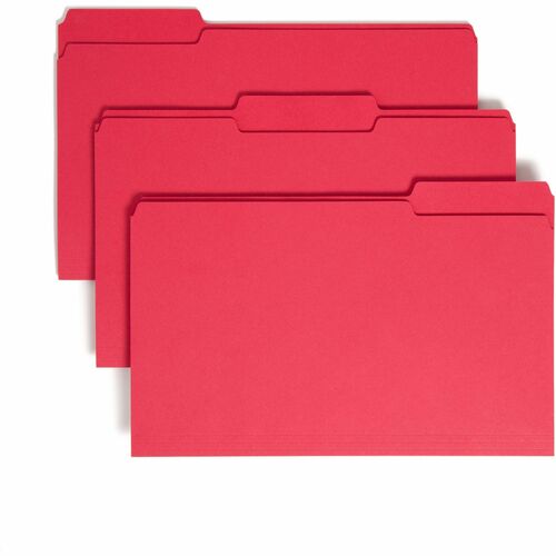 Smead  File Folder,1/3 AST 1-Ply Tab,Legal,100/BX,Red