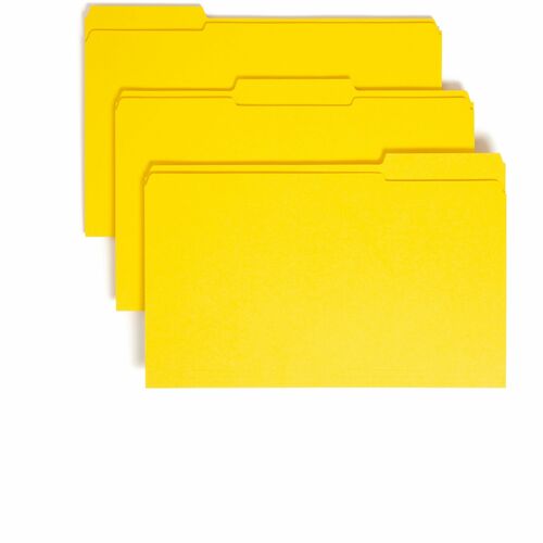 Smead  File Folder,1/3 AST 2-Ply Tab Cut,Legal,100/BX,Yellow