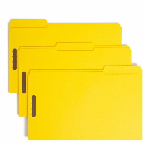 Smead  Folders, 2 Fasteners, 1/3 AST Tab Cut, Legal, 50/BX, Yellow