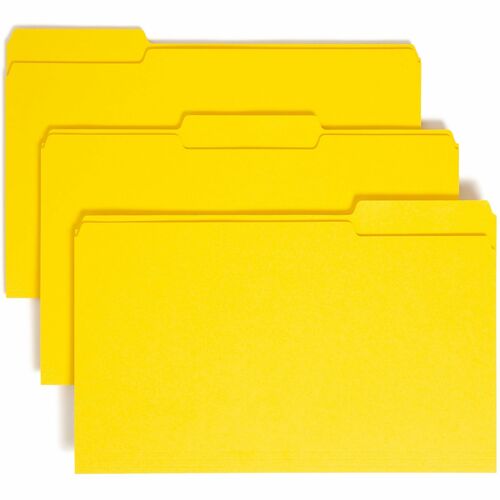 Smead  File Folder,1/3 AST 1-Ply Tab,Legal,100/BX,Yellow