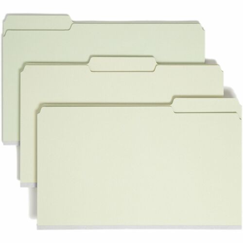 Smead  Pressboard Folders,1/3 Tab Cut,1" Exp,Lgl,25/BX,Gray Green