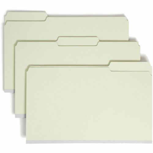 Smead  Pressboard Folders,1/3 Tab Cut,2" Exp,Lgl,25/BX,Gray Green