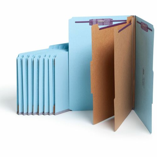 Smead  Classification Folders, 2 Dividers, Legal, 10/BX, Blue
