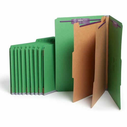 Smead  Classification Folders, 2 Divider, Legal, 10/BX, Green