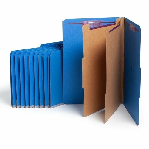 Smead  Classification Folders, 2 Dividers, Legal, 10/BX, Dark Blue