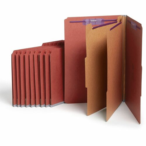 Smead  Classification Folders, 2 Divider, Legal, 10/BX, Red