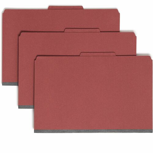 Smead  Folders W/Pocket Dividers, Legal, 2 Partitions, 10/BX,Red