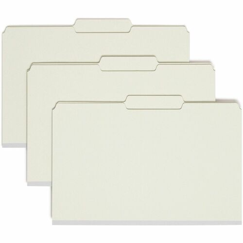 Smead  Pressboard Folders,w/Fasteners,2"Exp,Lgl,25/BX,Gray Green