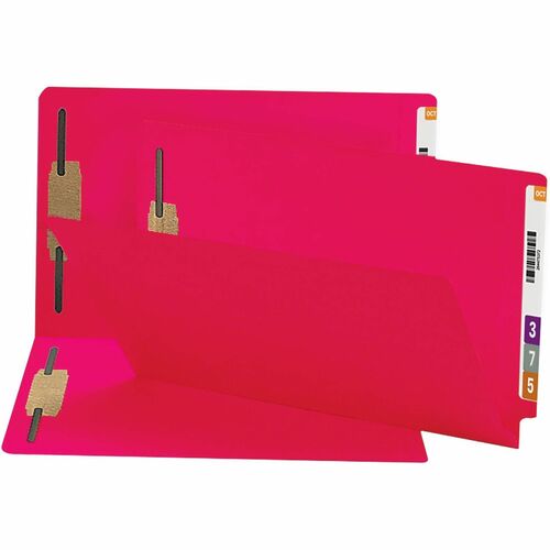 Smead  Color Fastener Folder, 3/4" Exp, Legal, 50/BX, Red