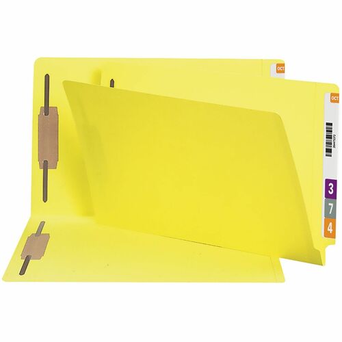 Smead  Color Fastener Folder, 3/4" Exp, Legal, 50/BX, Yellow