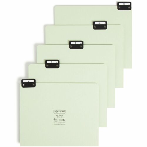 Smead  Pressbrd File Guides, A-Z, 1/5 Metal Tab, Letter, GY/GN