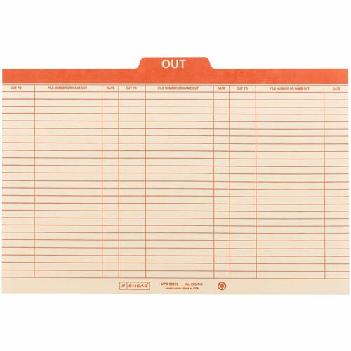 Smead  Top-Tab Out Guides, 14-3/4"x10", Legal, 100/BX, Manila