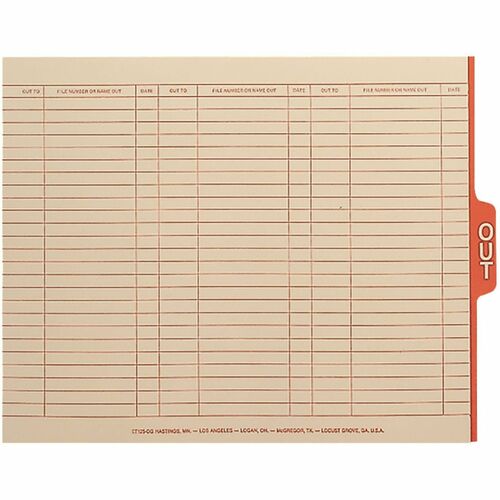 Smead  Tab Out Guide, 15-1/4"x9-1/2", Legal, 100/BX, 5BX/CT, Manila