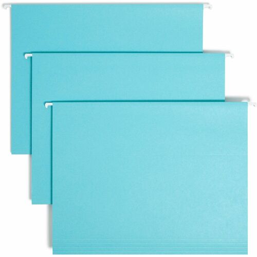 Smead  Hanging Folders w/Poly Tab, 1/5 Tab, Ltr, 25/BX, Aqua