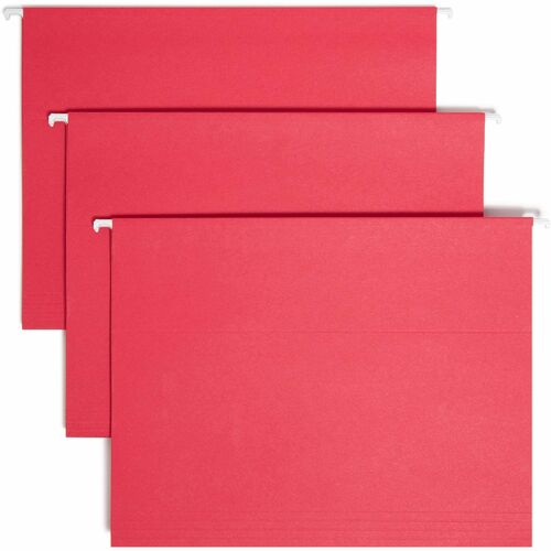 Smead  Hanging Folders w/Poly Tab, 1/5 Tab, Ltr, 25/BX, Red