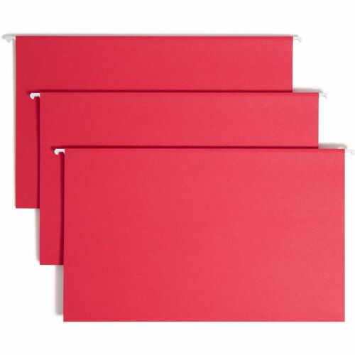 Smead  Hanging Folders w/Poly Tab, 1/5 Tab, Lgl, 25/BX, Red