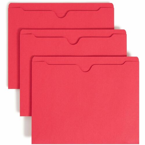 Smead  File Jackets,Flat Exp.,Straight Cut,Letter,100/BX,Red