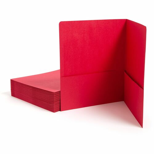 Smead  Folders, Textured, 2 Pockets, 9-3/4"x11-1/2", 25/BX, Red
