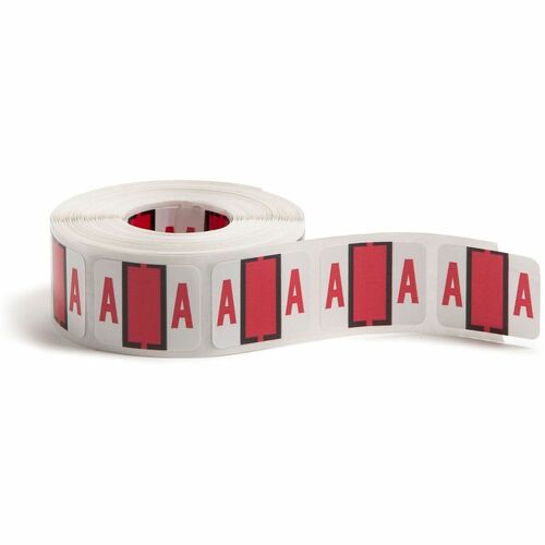 Smead  Color Code Labels, "A", 1"x1-1/4", 500/RL, Red