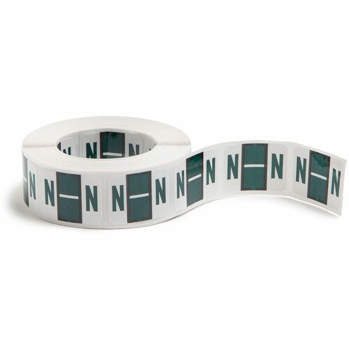 Smead  Color Code Labels, "N", 1"x1-1/4", 500/RL, Dark Green