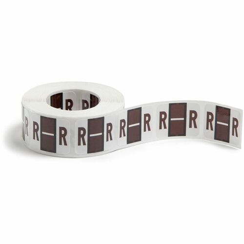 Smead  Color Code Labels, "R", 1"x1-1/4", 500/RL, Brown