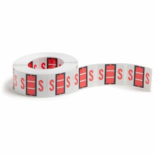 Smead  Color Code Labels, "S", 1"x1-1/4", 500/RL, Pink