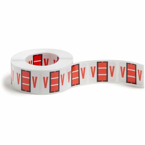Smead  Color Code Labels, "V", 1"x1-1/4", 500/RL, Dark Orange