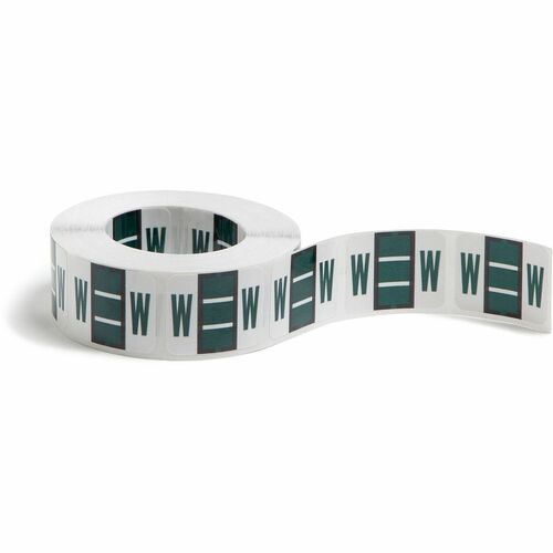 Smead  Color Code Labels, "W", 1"x1-1/4", 500/RL, Dark Green