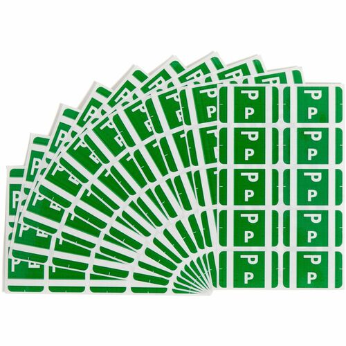Smead  Color Coded Label, "P", 100/PK, Dark Green