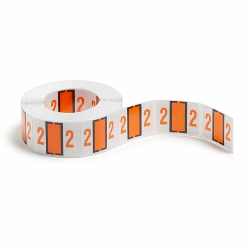 Smead  Numeric Coded Labels, "2", 1-1/4"x1", 500/RL, Light Orange