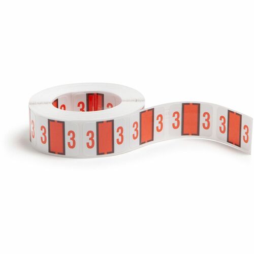 Smead  Numeric Coded Labels, "3", 1-1/4"x1", 500/RL, Dark Orange